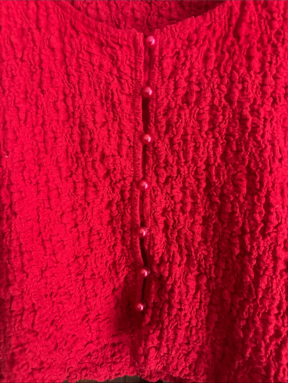 Anthropologie Red Smocked Puff-Sleeve Women's Top - Picture 3 of 5